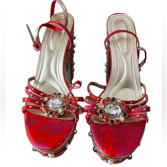 Azalea Wang Aline Platform Sandals in Red – Sz 11 - Picture 7 of 14